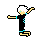 A volleyball player spiking, ten frames at 42 pixels square